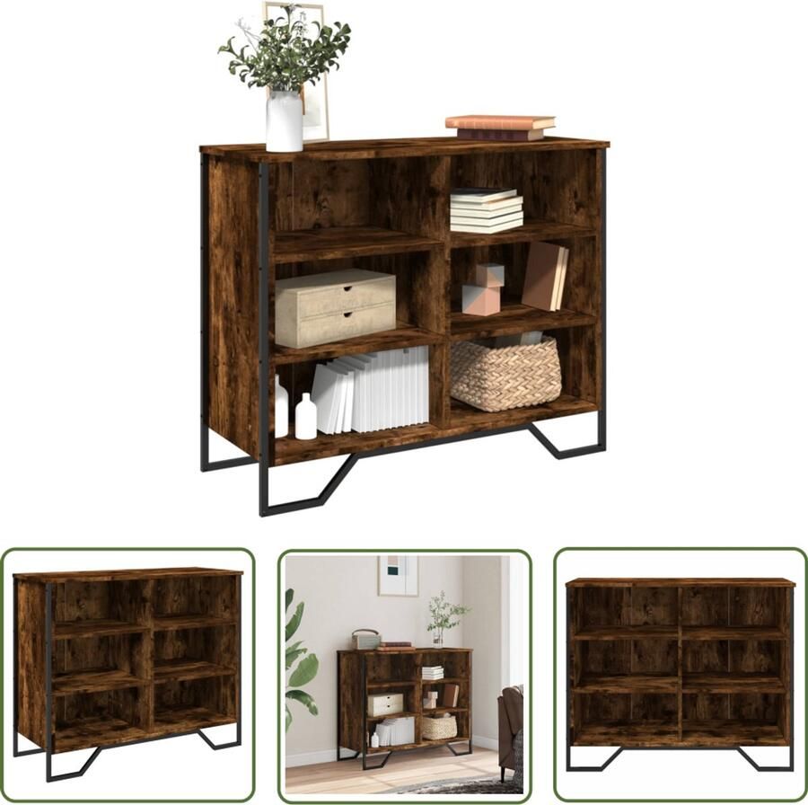 The Living Store Dressoir 91x35 5x74 5 cm bewerkt hout gerookt eikenkleurig Modern Dressoir Houten Dressoir Tv Meubel Opbergkast Salontafel