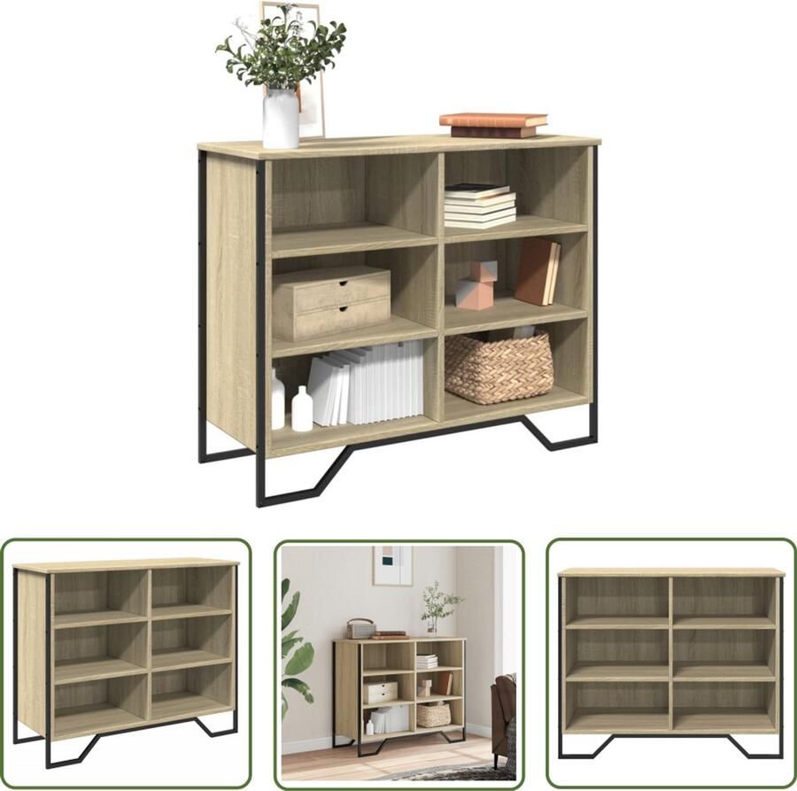 The Living Store Dressoir 91x35 5x74 5 cm bewerkt hout sonoma eikenkleurig Dressoir Modern Dressoir Salontafel Tv Tafel Houten Dressoir