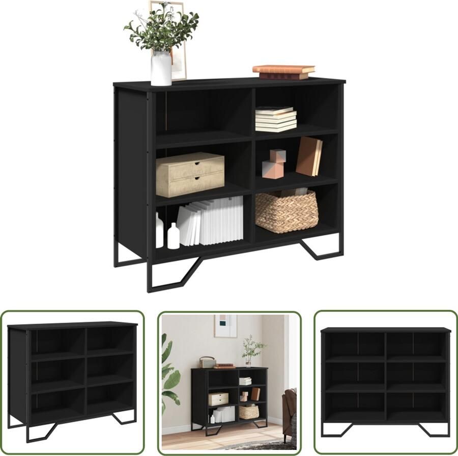 The Living Store Dressoir 91x35 5x74 5 cm bewerkt hout zwart Dressoir Modern Dressoir Houten Dressoir Zwart Dressoir Opbergkast