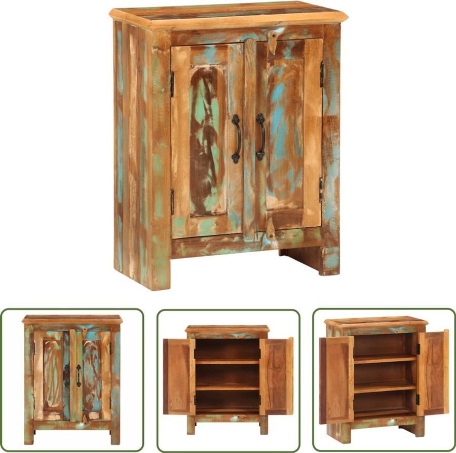 The Living Store Dressoir met 2 deuren 55x30x70 cm massief gerecycled hout Dressoir Vintage Dressoir Landelijk Dressoir Houten Dressoir Recycelfurniture