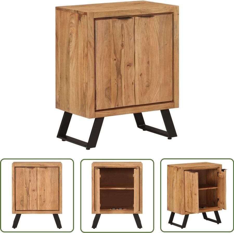 VidaXL Commode Dressoir met 2 deuren 55x36x72 cm massief acaciahout Houten Dressoir Acacia Dressoir Vintage Dressoir