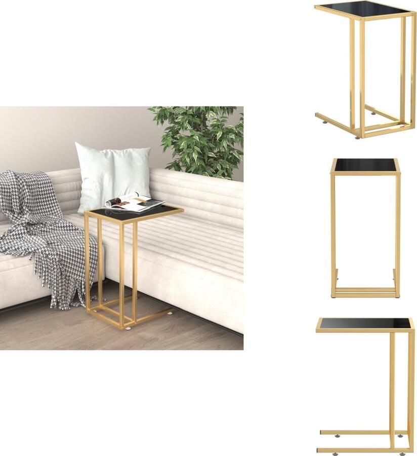 VidaXL Computer Bijzettafel Computer Bijzettafels Bijzettafel Salontafel Computer bijzettafel 50x35x65 cm gehard glas zwart