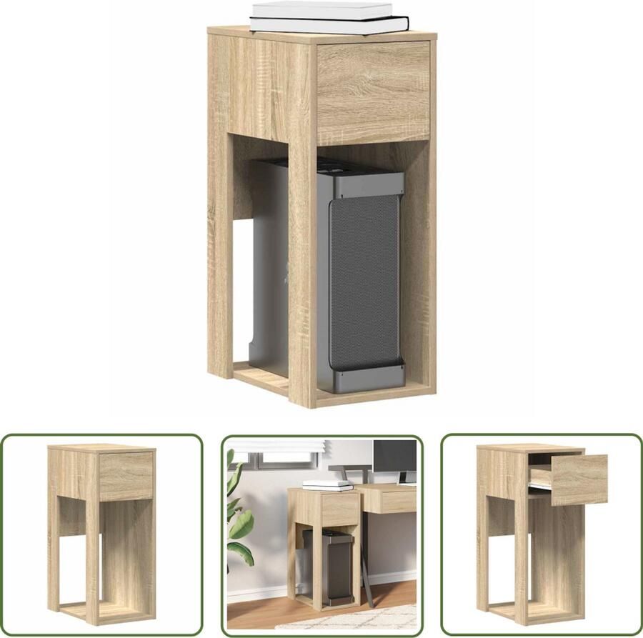 VidaXL Computer Bureau Computer Standaard Computertorenstandaard met lade 30x44x74 cm sonoma eikenkleurig Pc Tafel Laptop Houder Opberglade