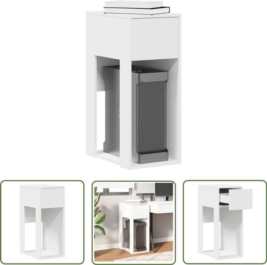 The Living Store Computertorenstandaard met lade 30x44x74 cm wit Computer Standaard Computer Bureau Pc Tafel Laptop Houder Opbergruimte