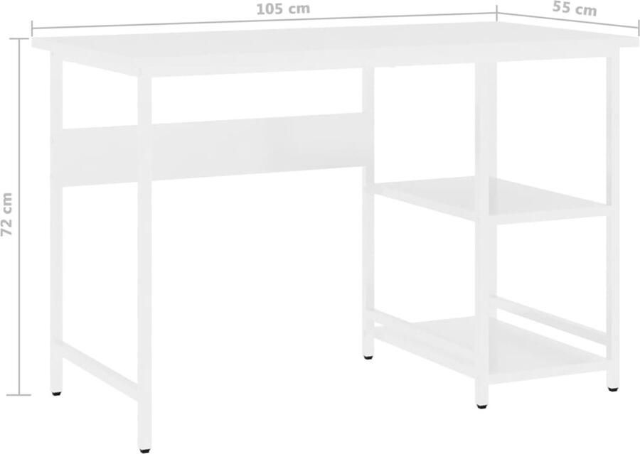 VidaXL -Computerbureau-105x55x72-cm-MDF-en-metaal-wit - Foto 4