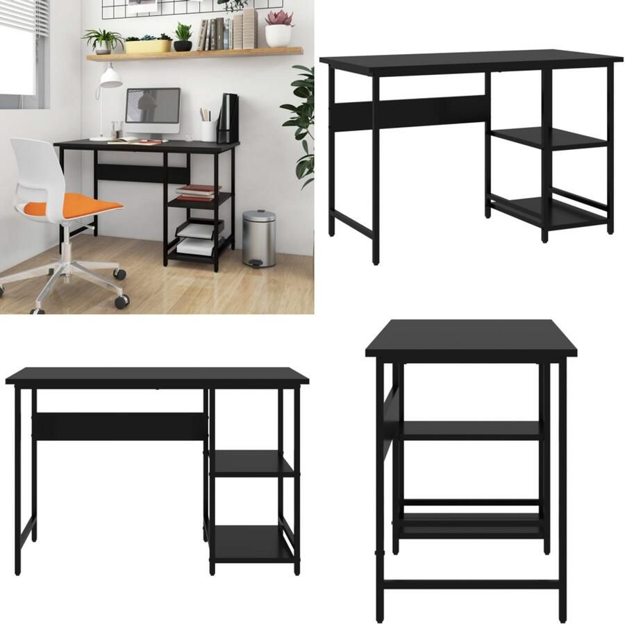 VidaXL Computerbureau 105x55x72 cm MDF en metaal zwart Bureau Bureaus Tafel Tafels