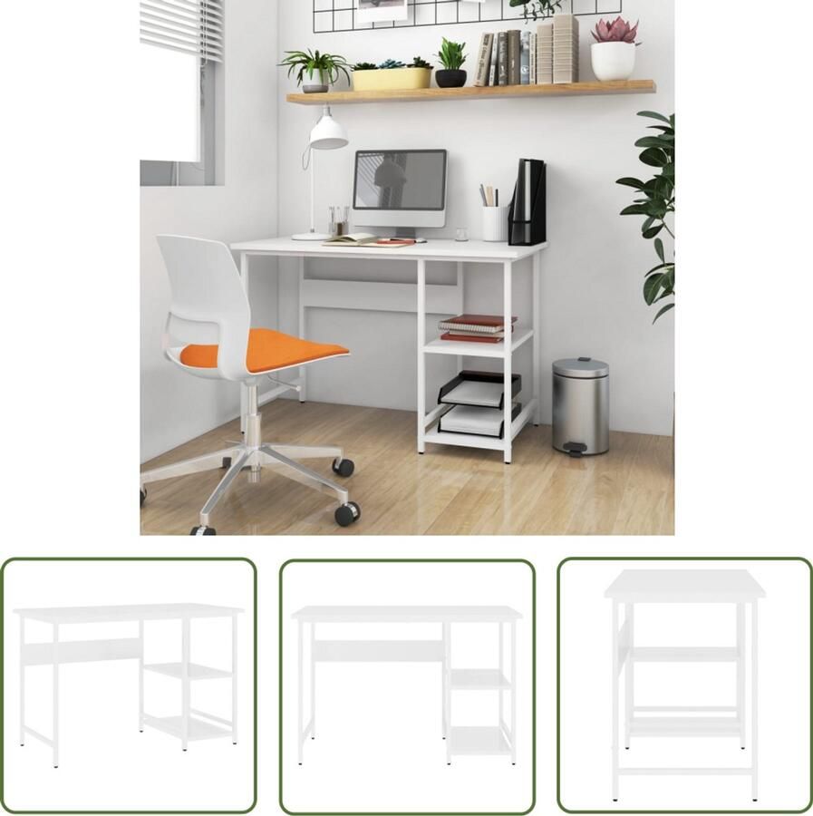 VidaXL Computerbureau 105x55x72 cm MDF Wit Computerbureau Industrieel Bureau Bureaus Mdf Bureau Wit Bureau Modern Bureau Thuiskantoor Laptop Tafel Pc Bureau Werkplek