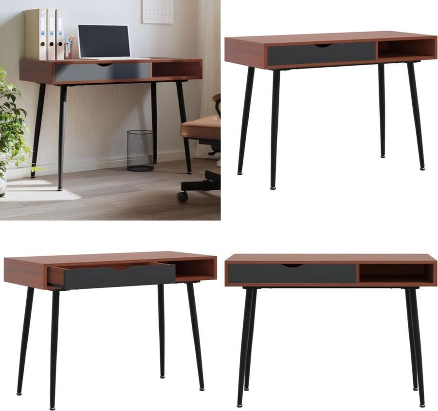 VidaXL Computerbureau 110x50x75 cm bewerkt hout bruin Computerbureau Computerbureaus Bureau Laptoptafel