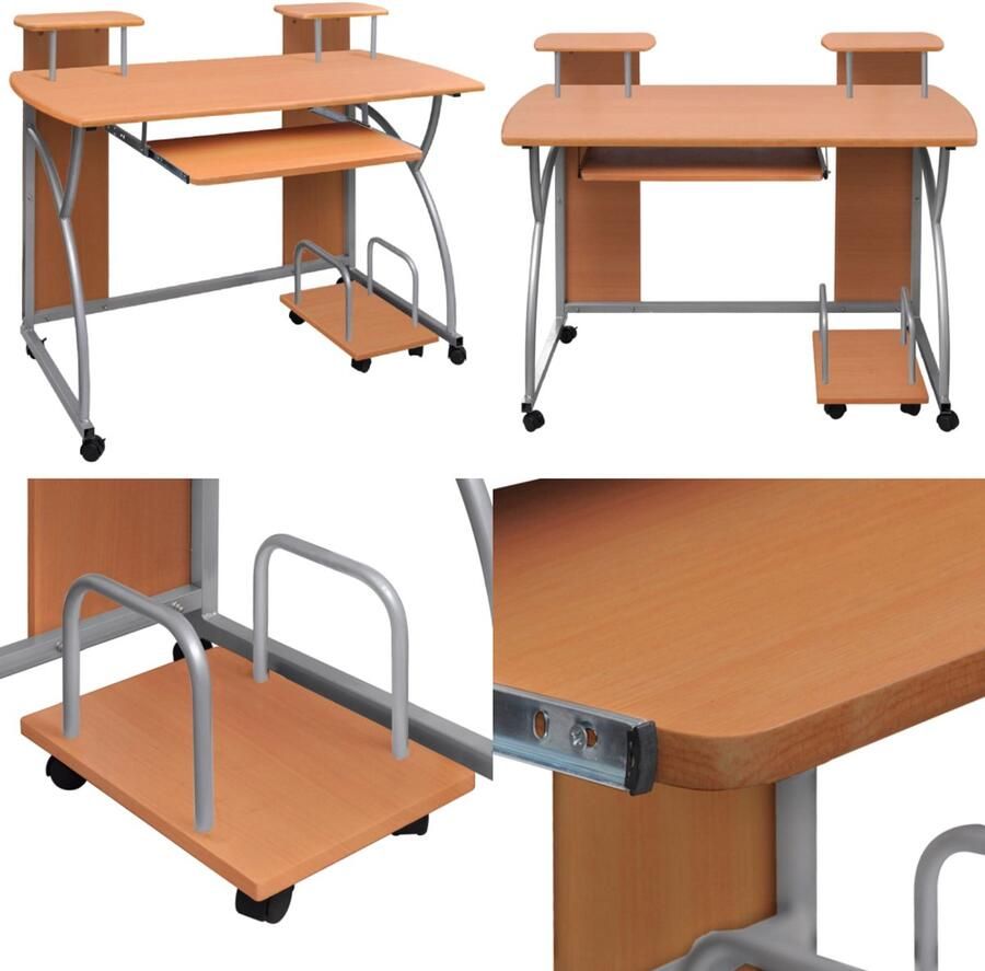 VidaXL Computerbureau 110x52x88 5 cm bewerkt hout bruin Computerbureau Computerbureaus Gaming Bureau Hoekbureau