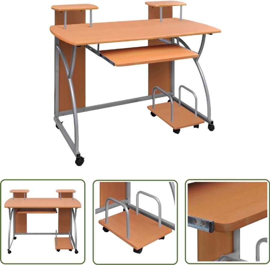 VidaXL Computerbureau 110x52x88 5 cm Bruin Computerbureau Bureau Houten Bureau Bruine Meubels Werkplek Home Office Studie Buro