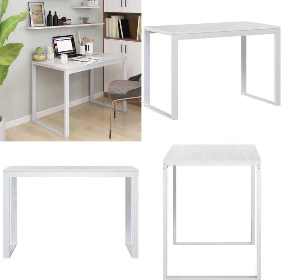 VidaXL Computerbureau 110x60x73 cm spaanplaat wit Computertafel Computertafels Computerbureau Bureau