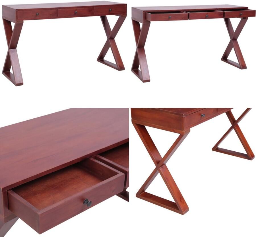 VidaXL Computerbureau 115x47x77 cm massief mahoniehout bruin Computerbureau Computerbureaus Thuis Kantoorbureau Hoekbureau