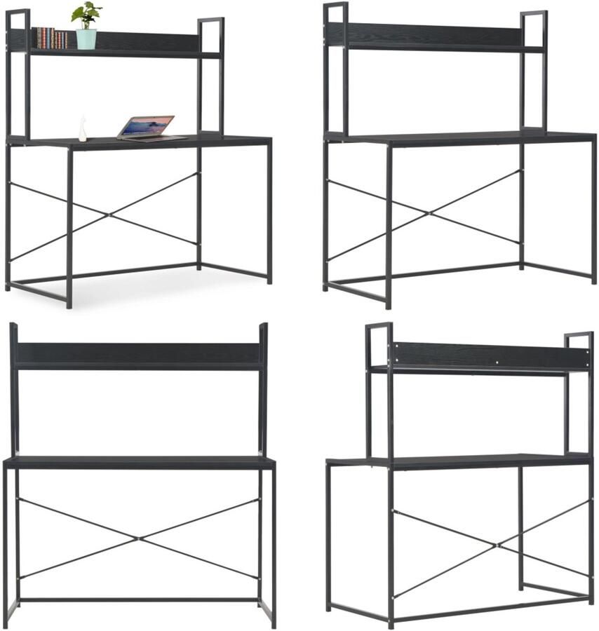 VidaXL Computerbureau 120x60x138 cm zwart Computertafel Computertafels Computerbureau Computerbureaus