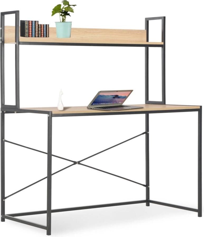 VidaXL Computerbureau 120x60x138 cm zwart eiken Computerbureau Industrieel Bureau Bureaus Houten Bureau Zwarte Bureau - Foto 2