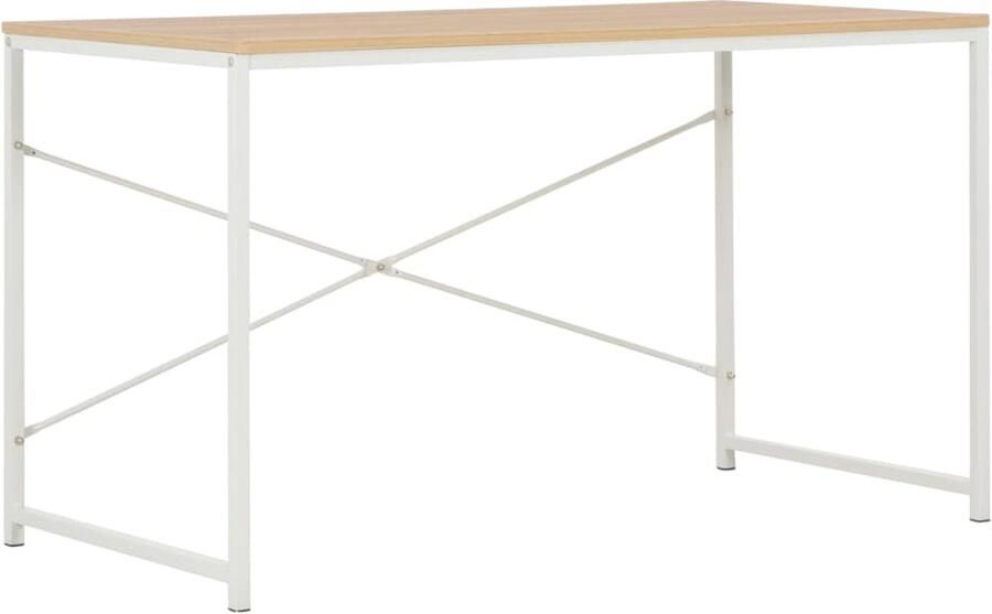 VidaXL Computerbureau 120x60x70 cm Wit Eikenkleur Computerbureau Industrieel Bureau Houten Bureau Wit Bureau Eiken Bureau Bureaus Voor Thuiswerk Compact Bureau Ergonomische Bureaus Laptop Bureau Schrijfbureau