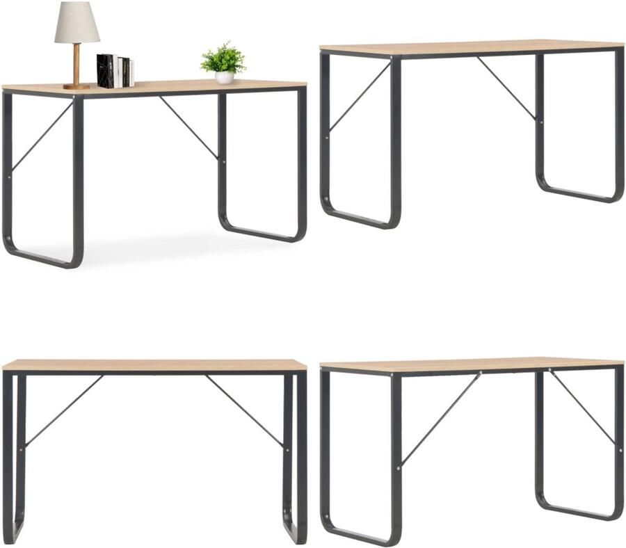 VidaXL Computerbureau 120x60x73 cm zwart en eikenkleurig Computertafel Computertafels Computerbureau Computerbureaus