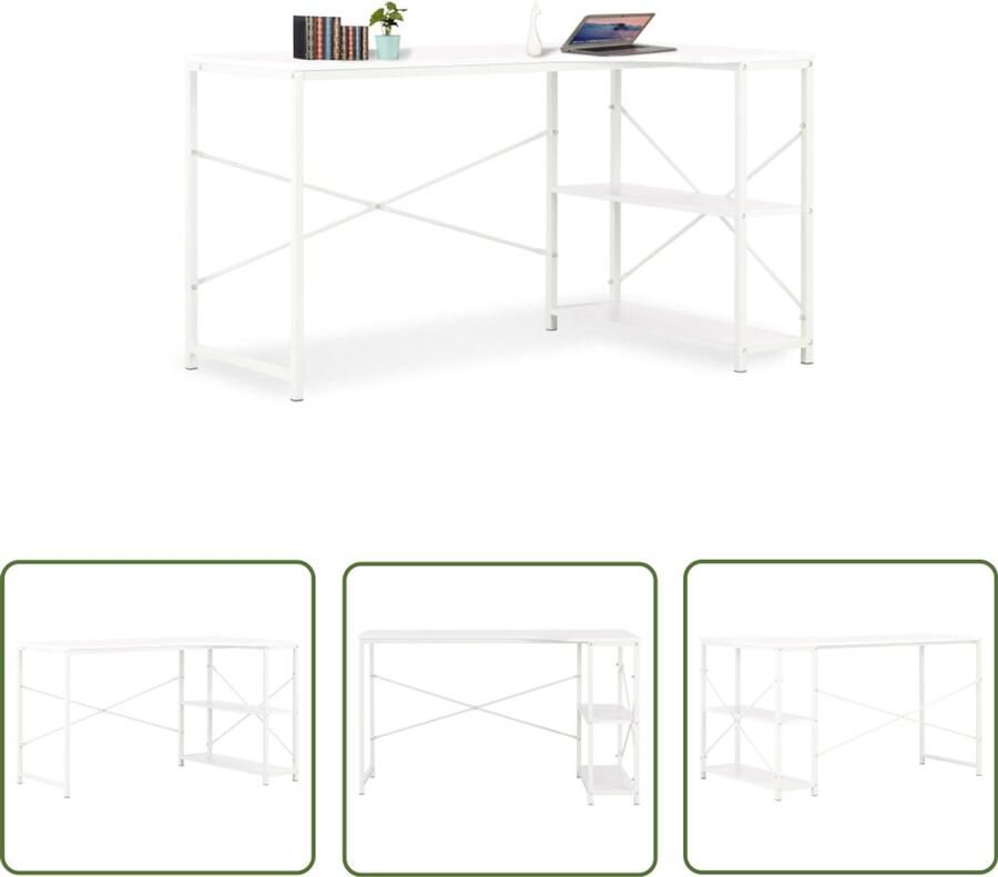 VidaXL Computerbureau 120x72x70 cm Wit Computerbureau Bureaus L-vormig Bureau Wit Bureau Houten Bureau Industrieel Bureau Thuiskantoor Ergonomische Bureaublad