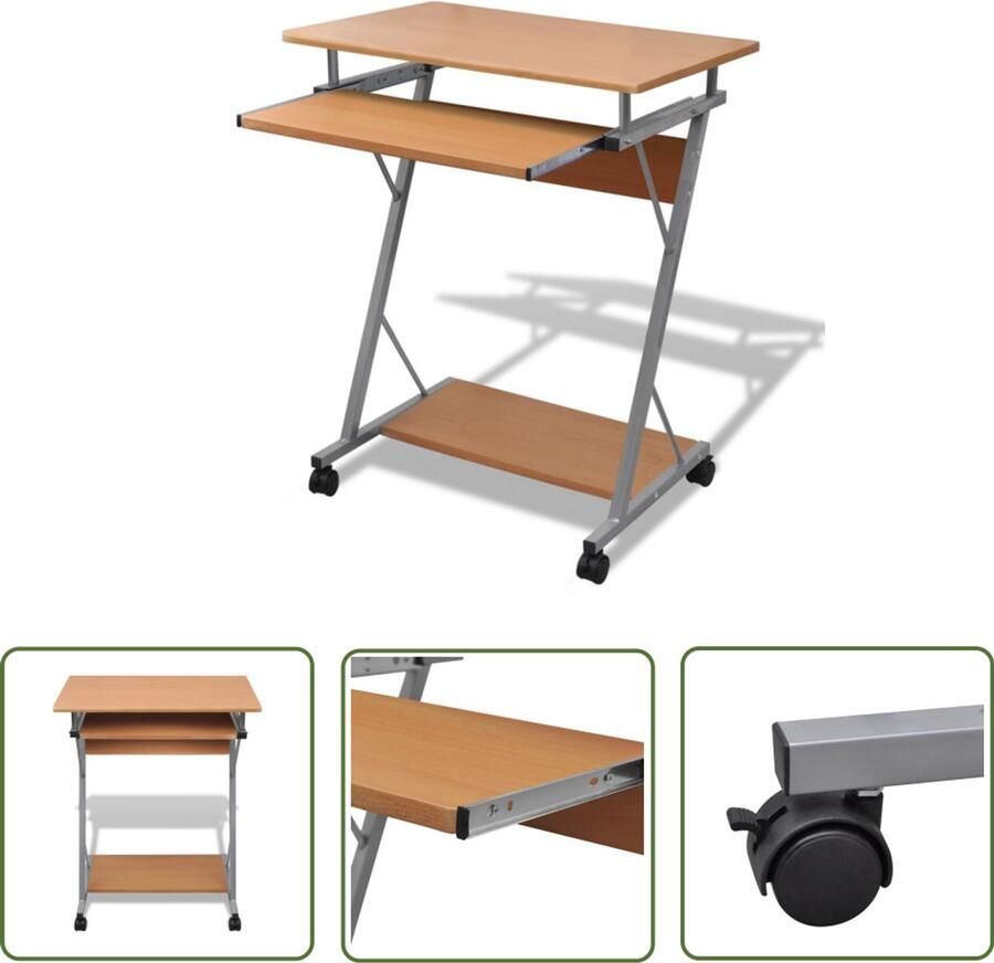 VidaXL Computerbureau 60x40x74 cm Bruin Compact Bureau Computer Bureau Studenten Bureau Bruine Bureau Houten Bureau Mdf Bureau Werkstation Thuiskantoor Ergonomisch Bureau Klein Bureau