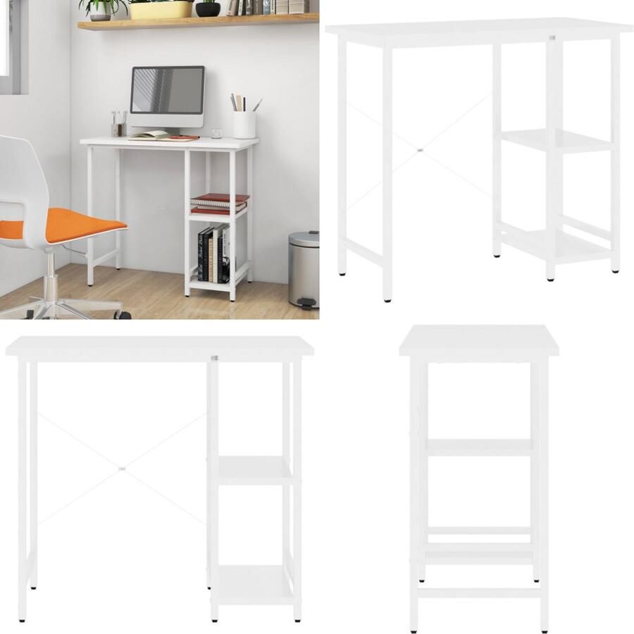 VidaXL Computerbureau 80x40x72 cm MDF en metaal wit Bureau Bureaus Tafel Tafels