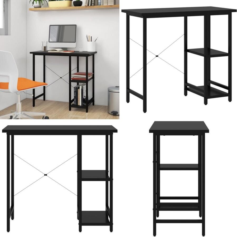 VidaXL Computerbureau 80x40x72 cm MDF en metaal zwart Bureau Bureaus Tafel Tafels