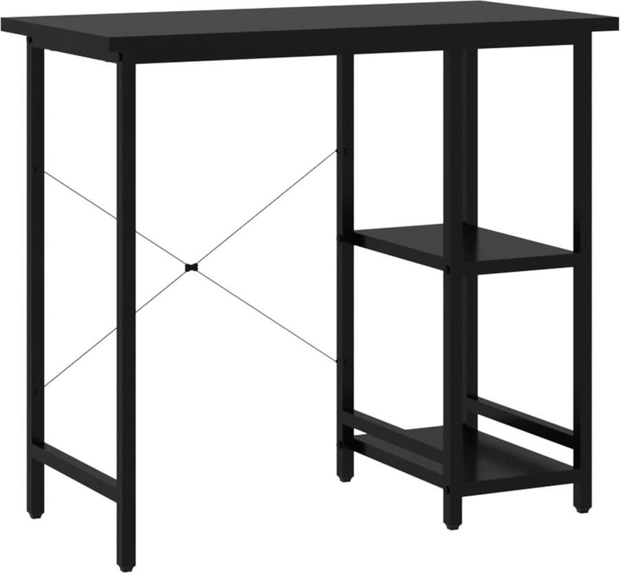 The Living Store Computerbureau MDF Gepoedercoat Metaal 80 x 40 x 72 cm Zwart Computerbureau Bureau Mdf Bureau Industrieel Bureau Zwart Bureau