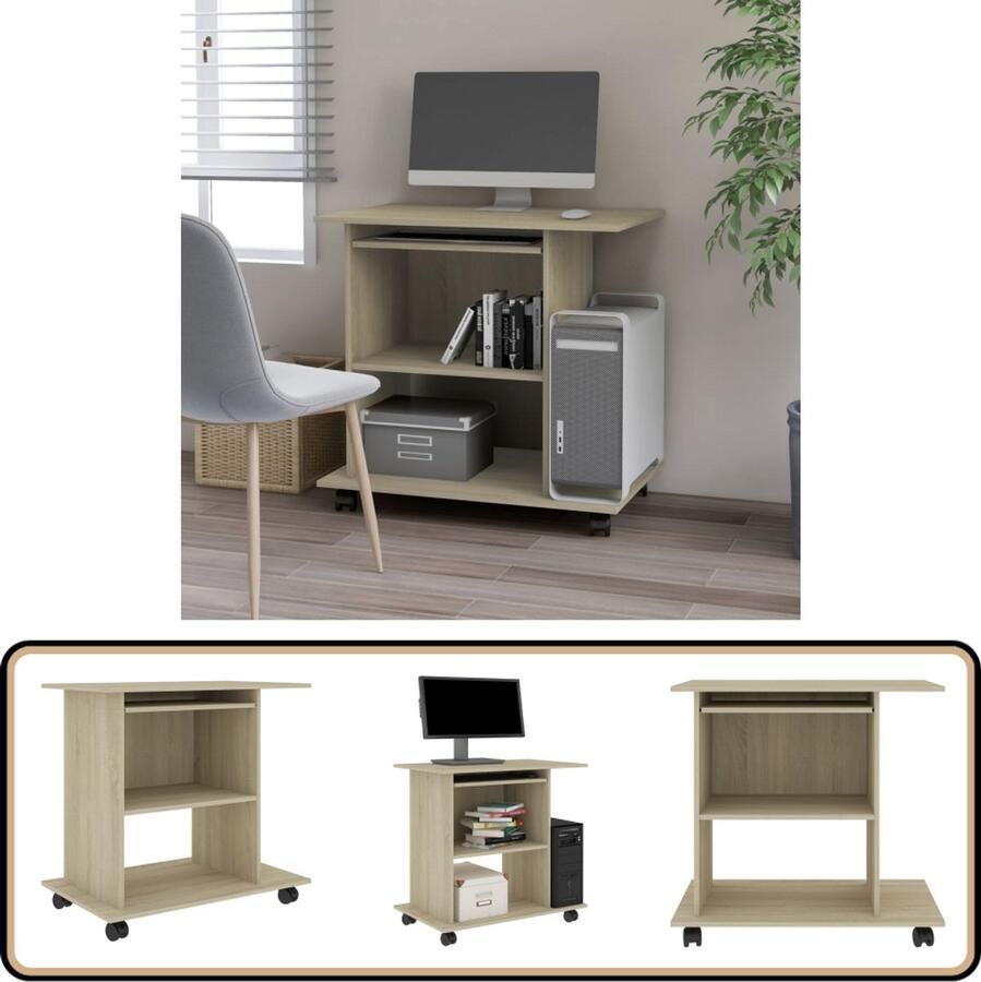 VidaXL Computerbureau 80x50x75 cm Sonoma eiken Computerbureau Bureaus Laptop Tafel Werkstation Home Office Ergonomische Bureaublad Houten Bureau