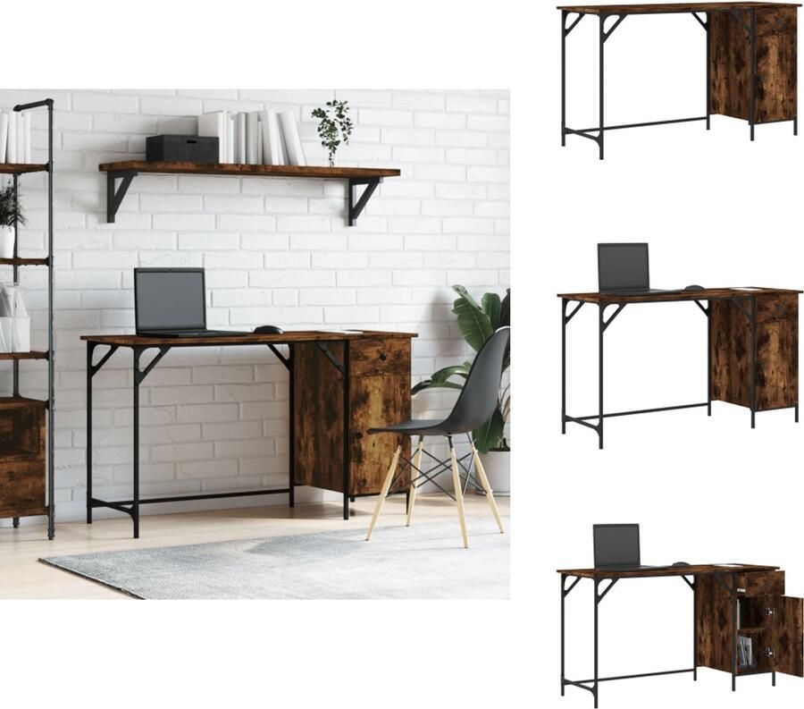 VidaXL Computerbureau Computerbureaus Bureau Laptoptafel Bureau 131x48x75 cm bewerkt hout gerookt eikenkleurig