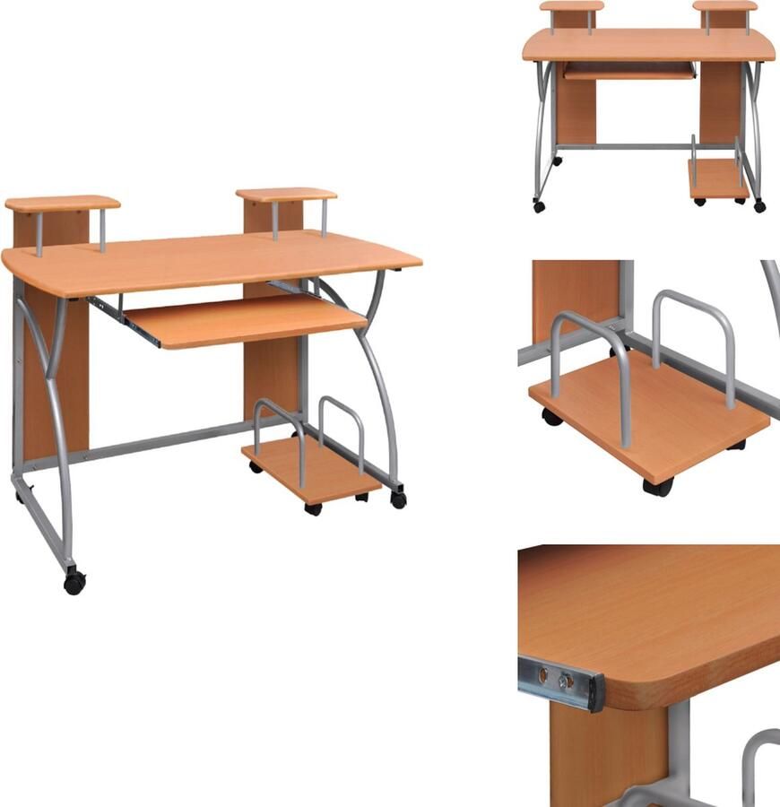 VidaXL Computerbureau Computerbureaus Gaming Bureau Hoekbureau Computerbureau 110x52x88-5 cm bewerkt hout bruin