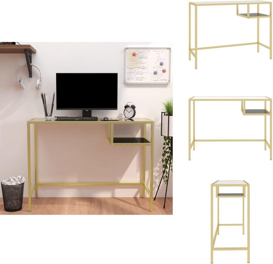 VidaXL Computerbureau Computerbureaus Glazen Kantoorbureau Computerbureau 100x36x74 cm gehard glas transparant