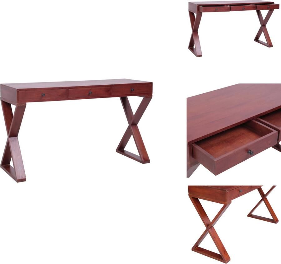 VidaXL Computerbureau Computerbureaus Thuis Kantoorbureau Hoekbureau Computerbureau 115x47x77 cm massief mahoniehout bruin