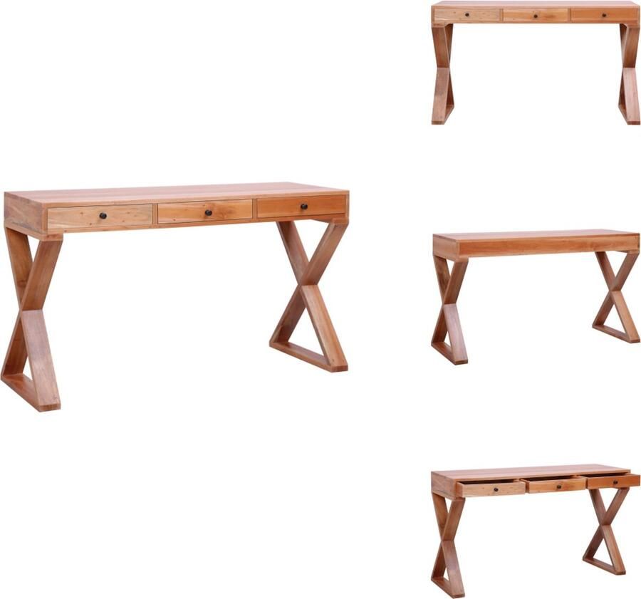VidaXL Computertafel Computerrafels Computer Tafel Computer Tafels Computerbureau 115x47x77 cm massief mahoniehout naturel
