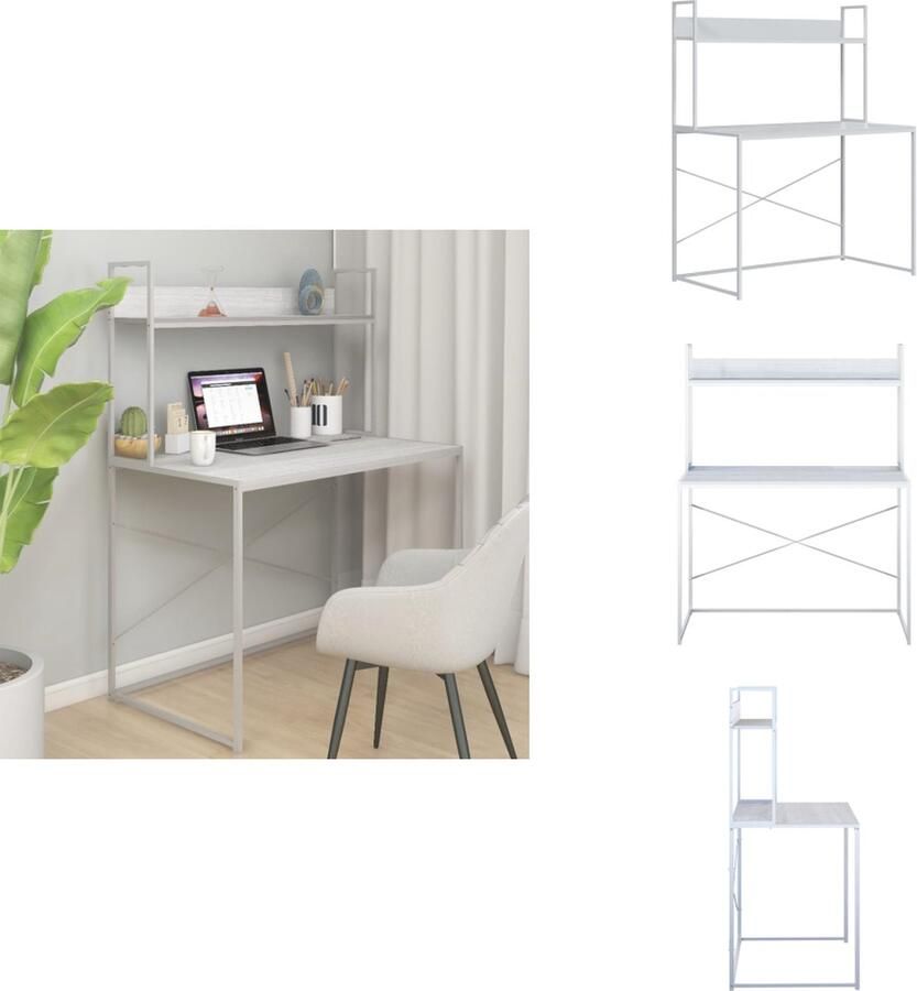 VidaXL Computertafel Computertafels Computerbureau Bureau Computerbureau 110x60x138 cm bewerkt hout wit