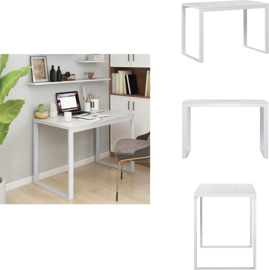 VidaXL Computertafel Computertafels Computerbureau Bureau Computerbureau 110x60x73 cm spaanplaat wit