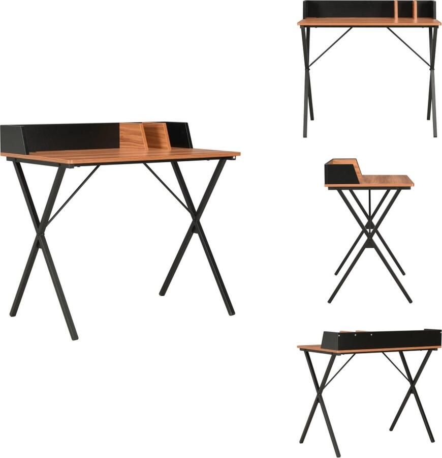 VidaXL Computertafel Computertafels Computerbureau Computerbureaus Bureau 80x50x84 cm zwart en bruin