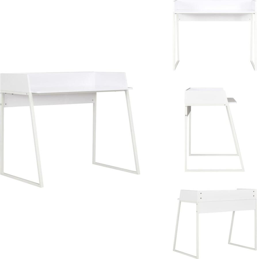 VidaXL Bureau Hoek Wit 90x60x88 cm bewerkt hout en gepoedercoat staal U-vormige poten Bureau
