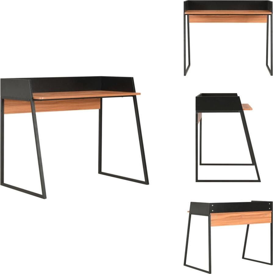VidaXL Computertafel Computertafels Computerbureau Computerbureaus Bureau 90x60x88 cm zwart en bruin