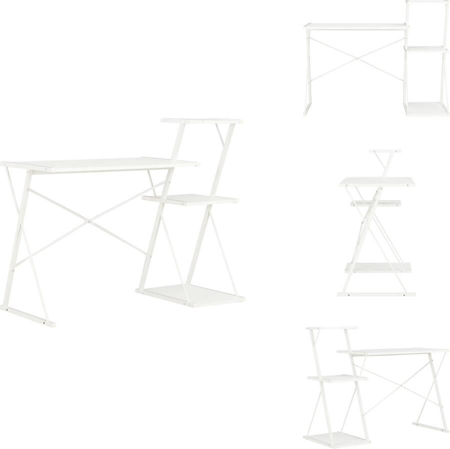 VidaXL Computertafel Computertafels Computerbureau Computerbureaus Bureau met schap 116x50x93 cm wit