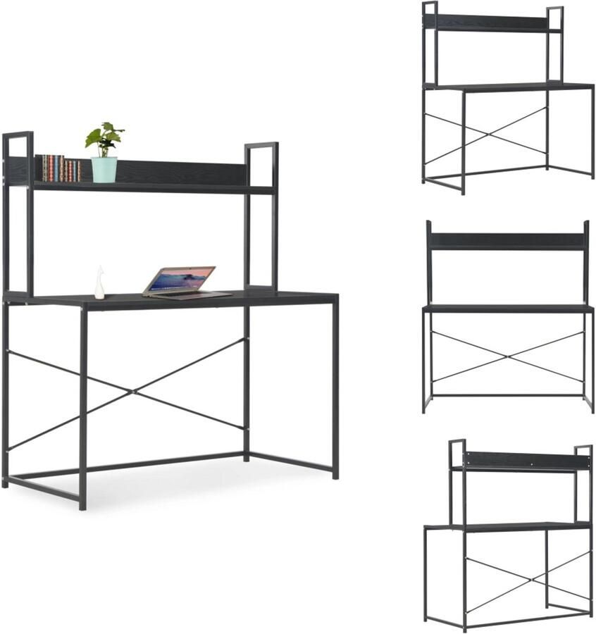 VidaXL Computertafel Computertafels Computerbureau Computerbureaus Computerbureau 120x60x138 cm zwart