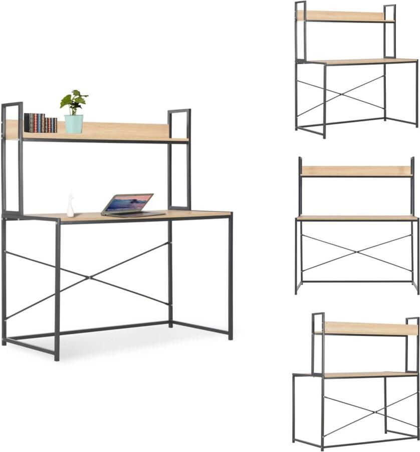 VidaXL Computertafel Computertafels Computerbureau Computerbureaus Computerbureau 120x60x138 cm zwart en eikenkleurig