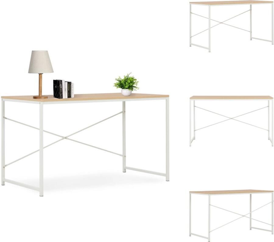 VidaXL Computertafel Computertafels Computerbureau Computerbureaus Computerbureau 120x60x70 cm wit en eikenkleurig
