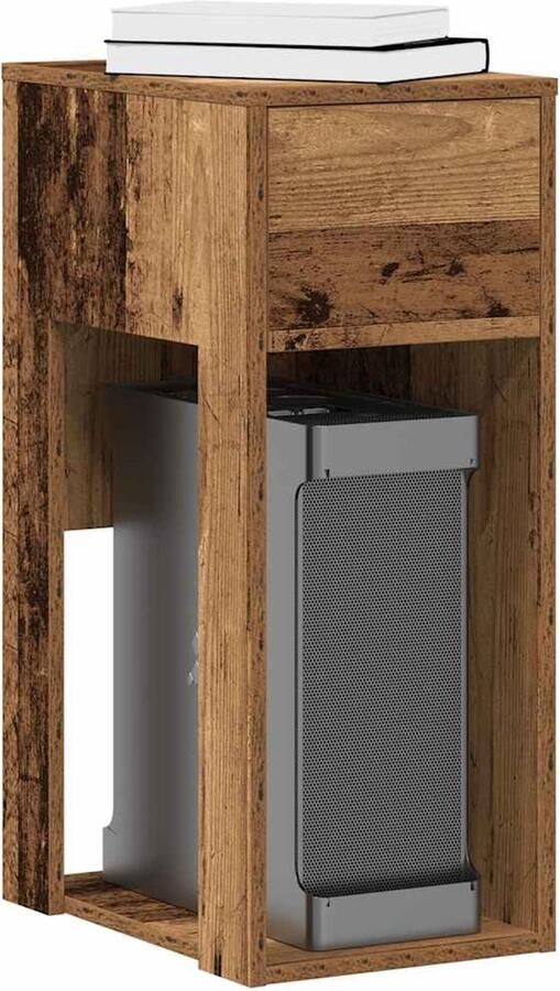 VidaXL Computertorenstandaard met lade 30x44x74 cm Computertoren Standaard Bureau Accessoires Houten Laptop Tafel Pc Houder Opslag Ruimte