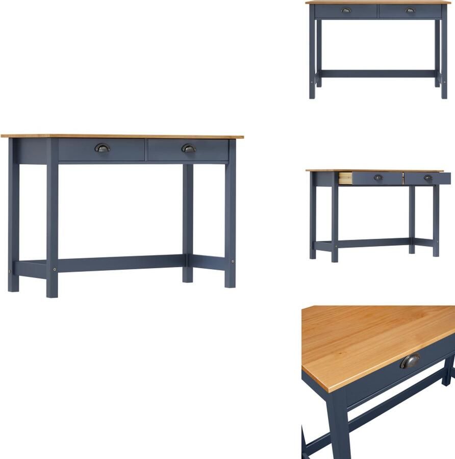 VidaXL Console Tafel Console Tafels Consoletafel Consoletafels Wandtafel Hill 2 lades 110x45x74 cm massief grenenhout grijs