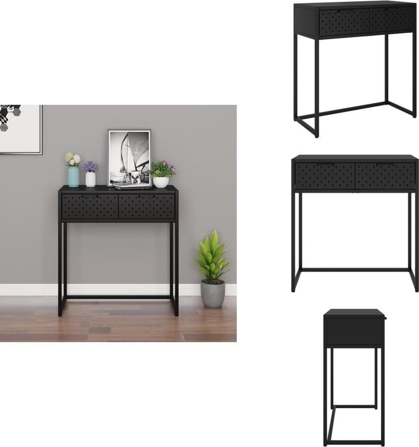 VidaXL Console Tafel Console Tafels Tafel Tafels Wandtafel 72x35x75 cm staal zwart