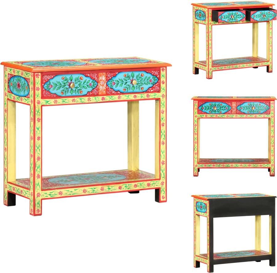 VidaXL Console Tafel Console Tafels Tafel Tafels Wandtafel handgeschilderd 80x35x75 cm massief mangohout