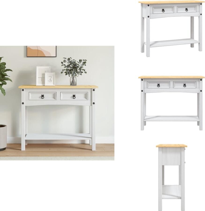 VidaXL Console Tafel Console Tafels Tafel Tafels Wandtafel Mexicaans grenenhout Corona-stijl 90x34 5x73 cm wit