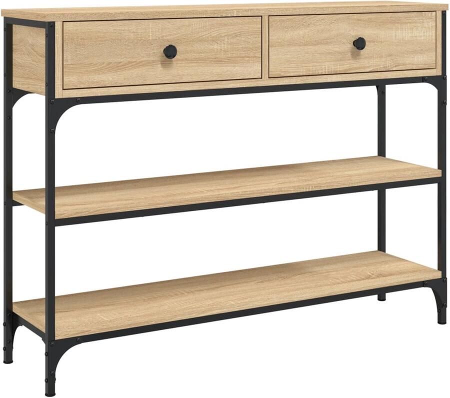VidaXL Wandtafel Wandtafels Bijzettafel Console Tafel Wandtafel 100x25x75 cm bewerkt hout sonoma eikenkleurig - Foto 2