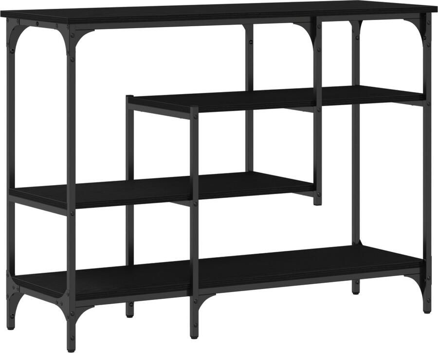 VidaXL Console Tafel met plank met opslag Zwart eiken 100 x 35 x 75 cm - Foto 4