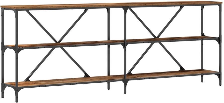 VidaXL Console Tafel Oud Hout 200x30x75 cm Engineered Hout en Staal