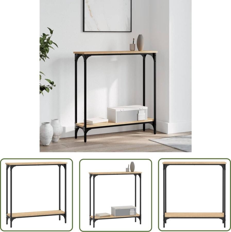 The Living Store Wandtafel Bruin Meubelen 75 x 22.5 x 75 cm Duurzaam materiaal Wandtafel Console Tafel Bijzet Tafeltje Salontafel Eiken Kleur