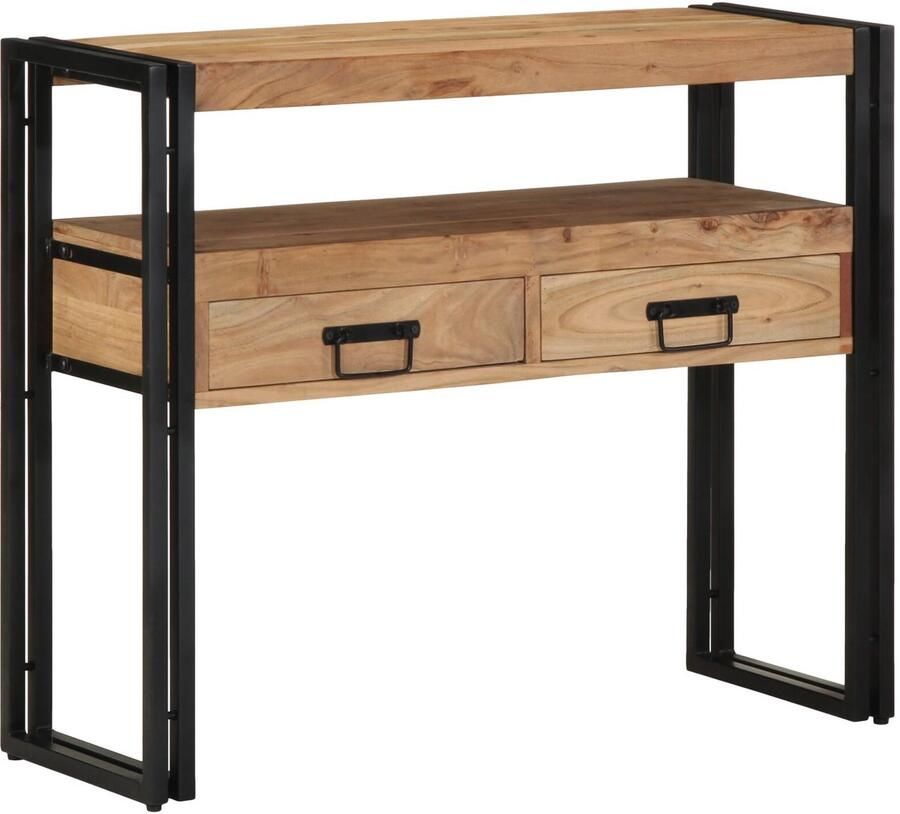 VidaXL Console Tafel Zwart 90x33x75 cm Massief Acaciahout en Metaal